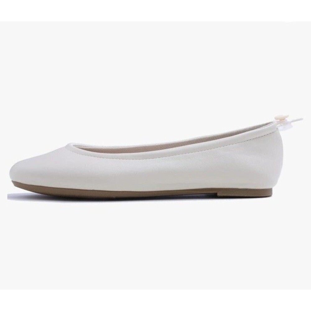 FEVERSOLE Women Size 7 Shoes Soft Cushion Beige Elastic Adjustable Ballet